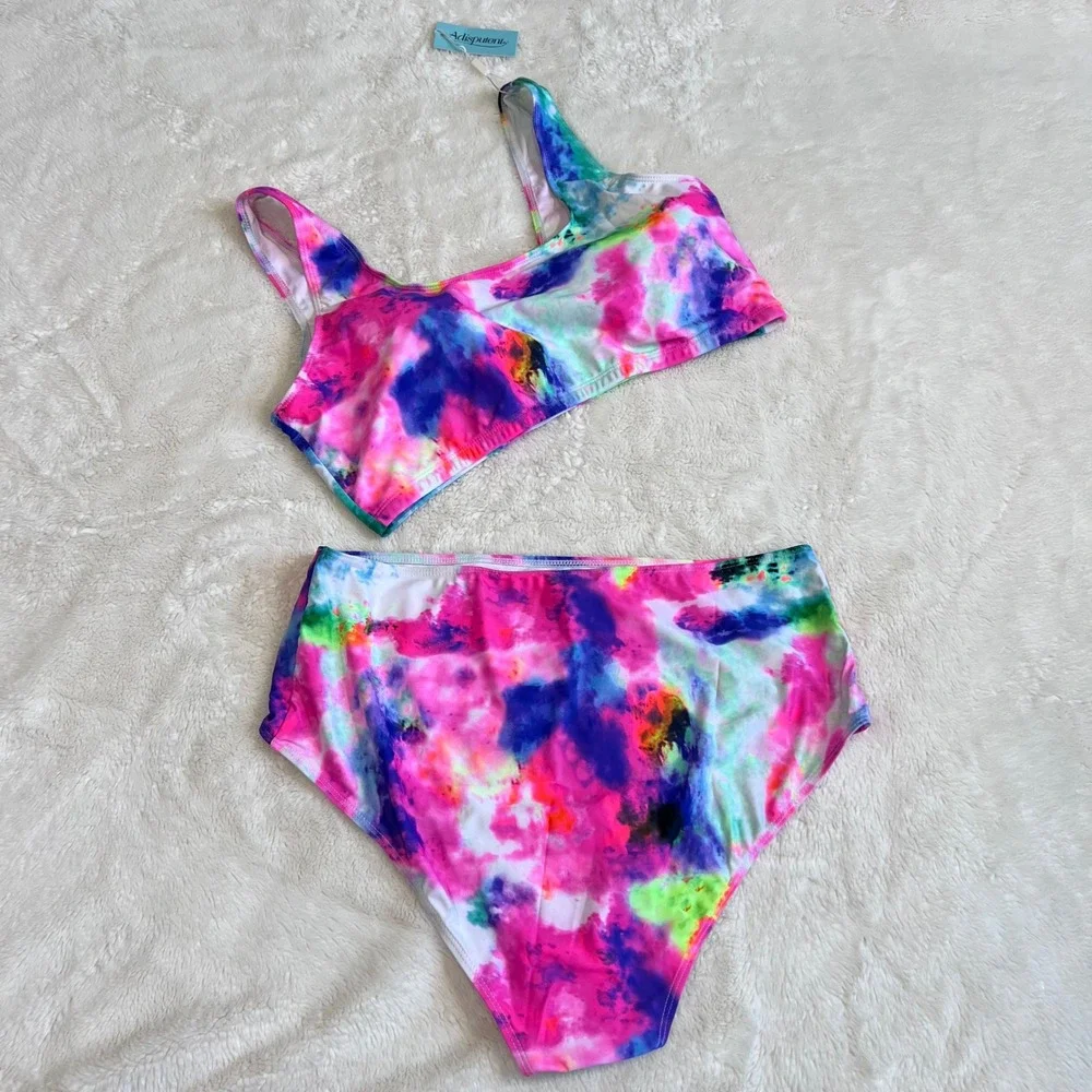 Adisputent Women's Tie Dye High Waisted Bikini Set Multicolor Size XXL NWT